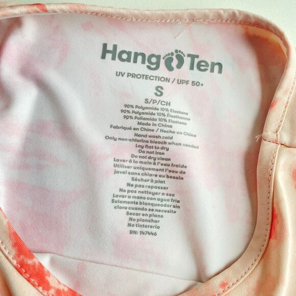 Hang Ten‎ Womens Longsleeve Rashguard Swim Top Shirt Tie Dye Pink Zip Pocket S - Picture 7 of 7